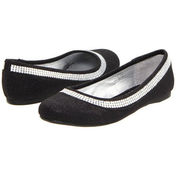 Stuart Weitzman Kids Black Cobra Flat Dress Shoes - Picture 1 of 4